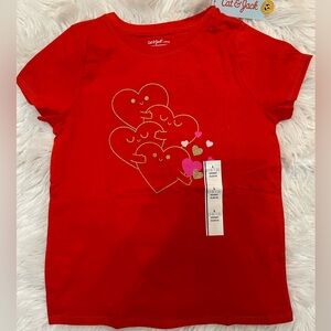 Cat & Jack Short Sleeve Tee Shirt With Hearts Girl’s Size L (10/12) NWT